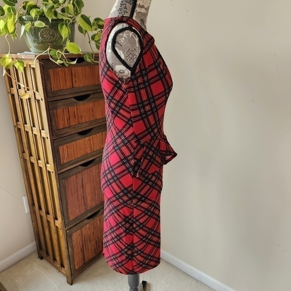 NWT Liva Girl red plaid peplum dress Sz. S - Picture 6 of 8